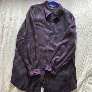 Dress button down long sleeve purple blouse